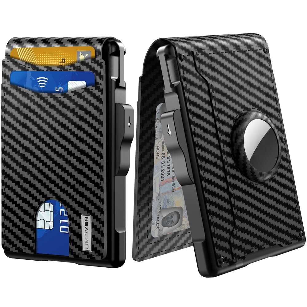 7128 AirTag Wallet - with Pop Up Aluminum Case Money Clip Slim Leather